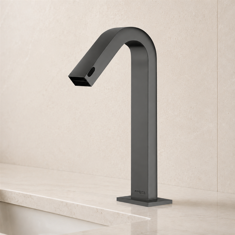 FontanaLumeFlow Gunmetal Automatic touchless faucet for Cacus Airport terminal restroom specification